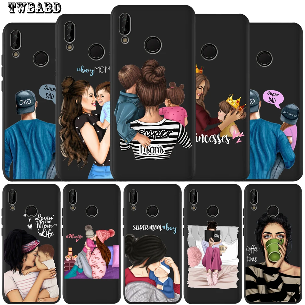 Чехол для Huawei P40 Lite Super Mom Dad Girl Boy Baby P20 Pro P30 P8 P9Lite 2017 P Smart P10 | Мобильные телефоны и
