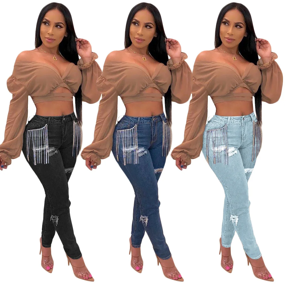 High Waist Stretch Jeans Women Slim Tassel Pencil Trousers Boyfriend Black Hole Ripped Casual Jeans Plus Size Streetwear
High Waist Stretch Jeans Women Slim Tassel Pencil Trousers Boyfriend Black Hole Ripped Casual Jeans Plus Size Streetwear