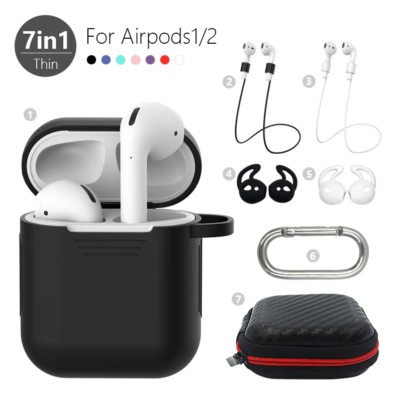 Soft Silicone Case 7 piece set For Apple AirPods Earphone Cases For Apple Airpods Shockproof Cover For Air Pods Protector Case
Soft Silicone Case 7 piece set For Apple AirPods Earphone Cases For Apple Airpods Shockproof Cover For Air Pods Protector Case