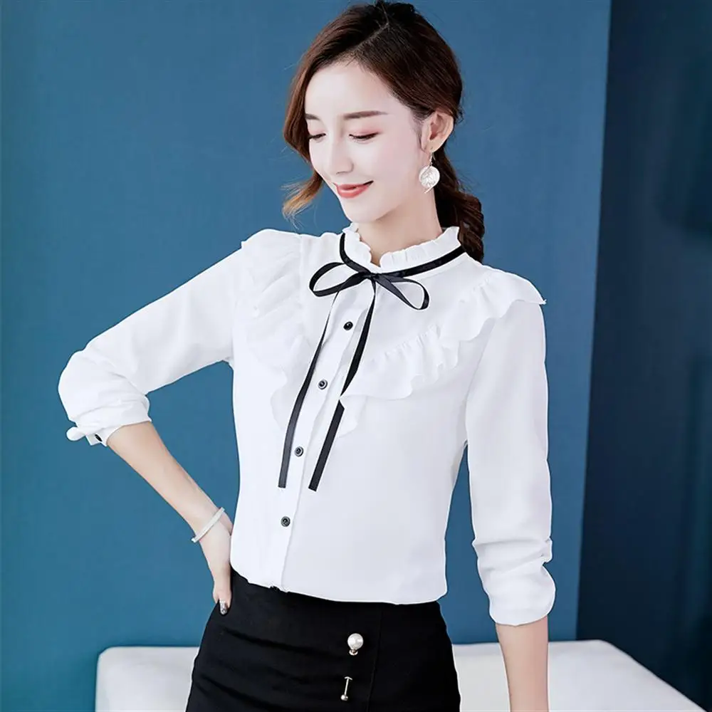 Spring Fall 2019 Women White Shirt Long Sleeve Shirts Korean Ruffles Women Streetwear Slim Chiffon Blouse Elegant Ladies Tops
Spring Fall 2019 Women White Shirt Long Sleeve Shirts Korean Ruffles Women Streetwear Slim Chiffon Blouse Elegant Ladies Tops