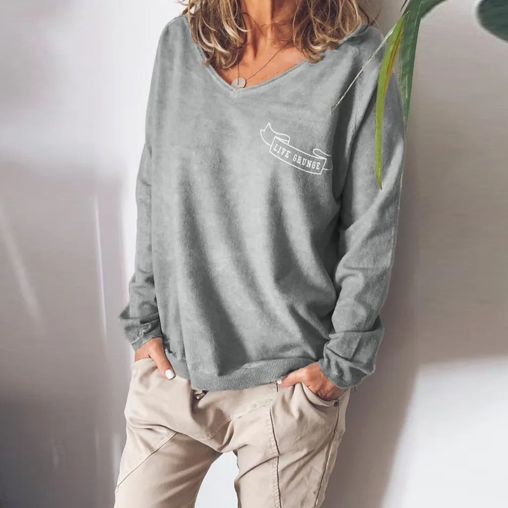 Fashion Letter Print Blouse Casual Winter Ladies Loose V-Neck Basic Tops Female Women Tops Long Sleeve Shirt Blusas Pullover
Fashion Letter Print Blouse Casual Winter Ladies Loose V-Neck Basic Tops Female Women Tops Long Sleeve Shirt Blusas Pullover