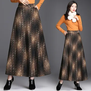 Woolen Plaid Skirt Women's Autumn And Winter New Style Skirt Mid-length High-waisted A- line Skirt Big Hemline Woolen Cloth
Woolen Plaid Skirt Women's Autumn And Winter New Style Skirt Mid-length High-waisted A- line Skirt Big Hemline Woolen Cloth