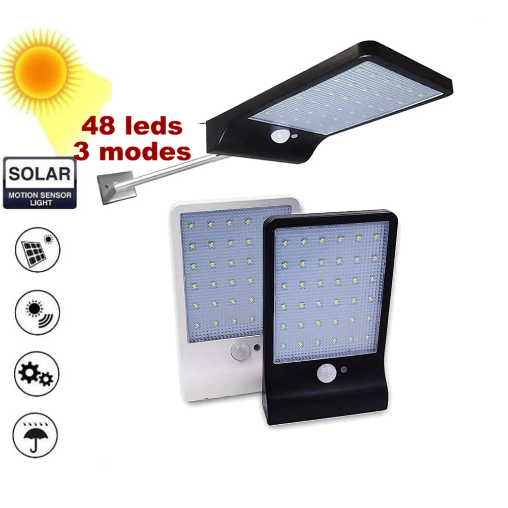 Solar Power 48 Led Solar Light PIR Motion Sensor 7 Mode White Wall Garden Light LED Street Lamp With Remote Controller
Solar Power 48 Led Solar Light PIR Motion Sensor 7 Mode White Wall Garden Light LED Street Lamp With Remote Controller
