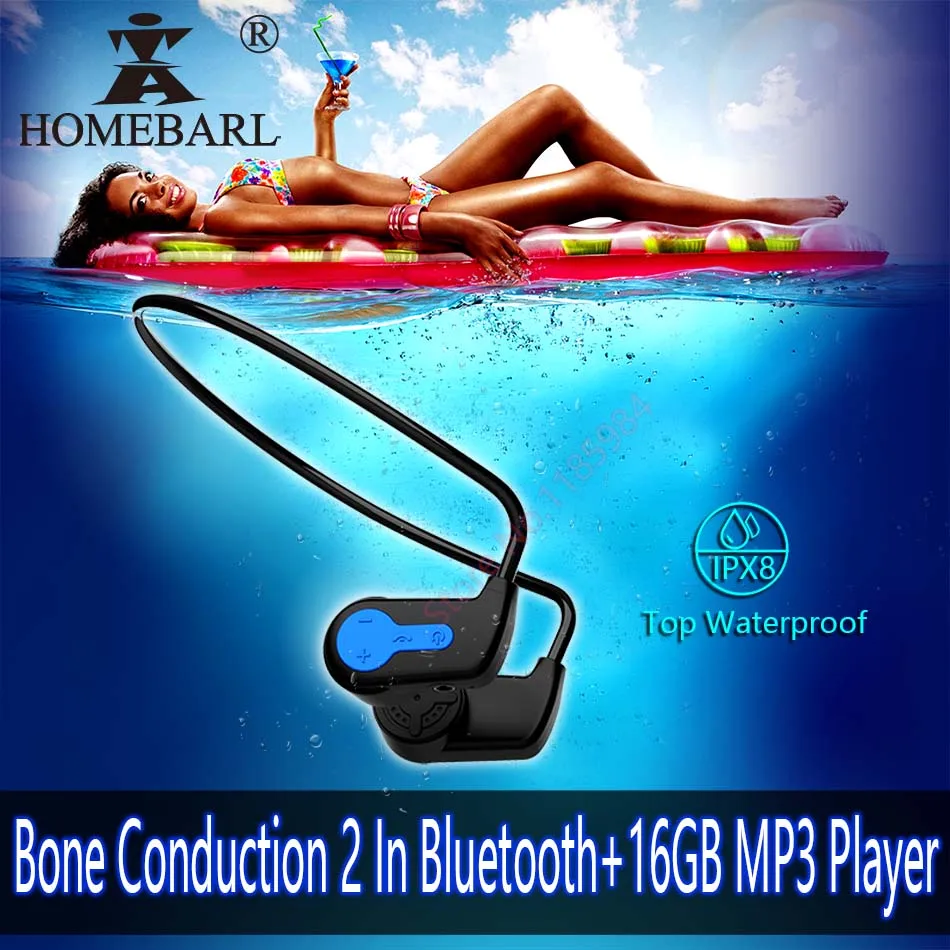 IPX68 водонепроницаемый костной проводимости K3 16 Гб MP3-плеер Bluetooth 2in1 гарнитура Бег