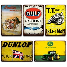 Motocicletas pintura de ferro sinal de metal golfo gasolina pin-up motor decoração do vintage cartaz indiano parede placa de metal estanho sinais(China)