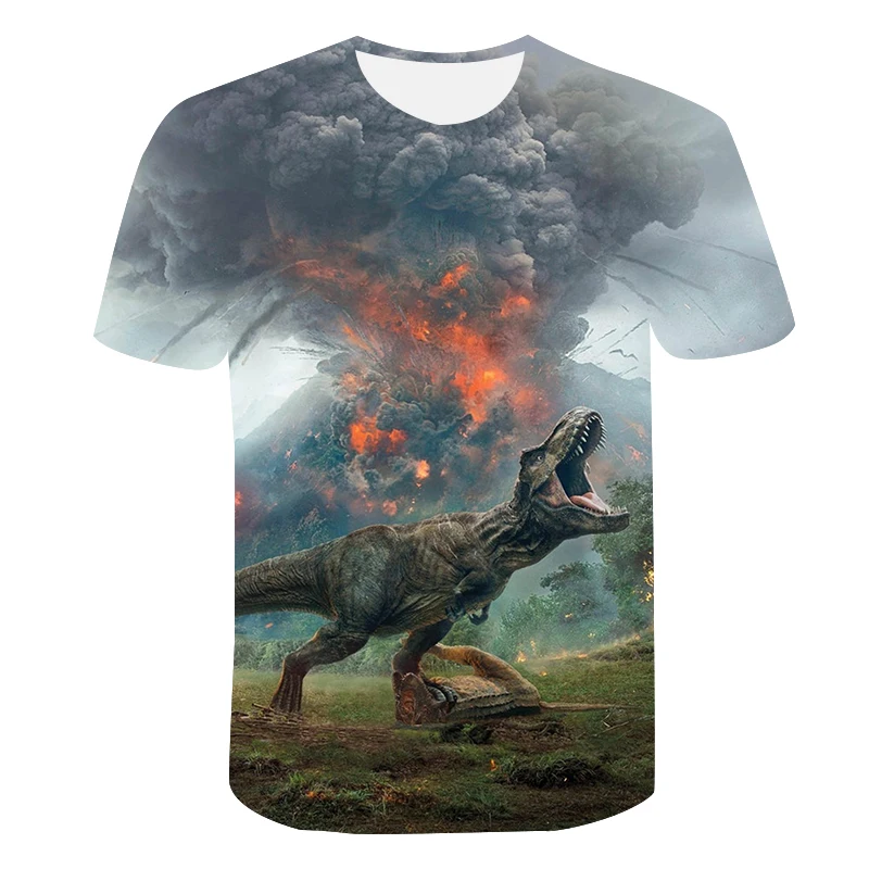 Новинка лета 2021 крутая футболка с 3D-принтом головы динозавра в стиле Мир Юрского