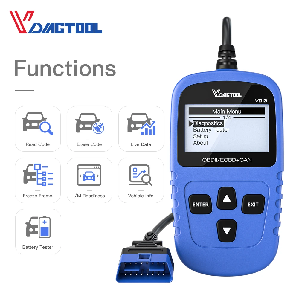 VDIAGTOOL VD10 OBD2 Scanner Engine Fault Code Reader OBDII Auto Diagnostic Tool Better Than ELM327 V1.5 Car Code Reader
VDIAGTOOL VD10 OBD2 Scanner Engine Fault Code Reader OBDII Auto Diagnostic Tool Better Than ELM327 V1.5 Car Code Reader