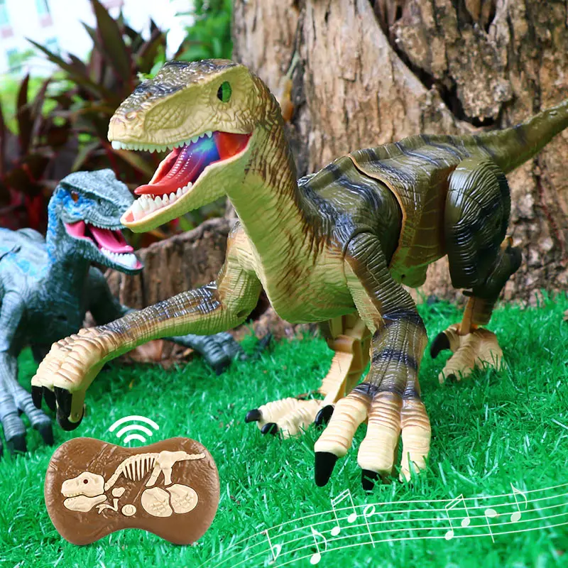 

2.4G RC Dinosaur Raptor Velociraptor Simulation Animal Remote Control Jurassic World Electric Walking Dinosaur kids Toy Gift