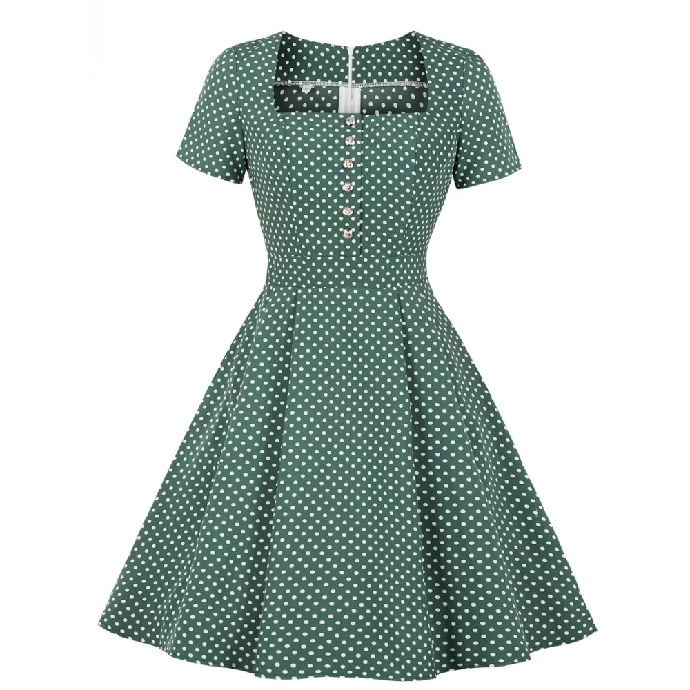 2019 Dot Print Women Summer Retro Dress Elegant Party 50s Classic Fashion Green A-line Pleated Robe Vintage Sexy Midi Dresses
2019 Dot Print Women Summer Retro Dress Elegant Party 50s Classic Fashion Green A-line Pleated Robe Vintage Sexy Midi Dresses