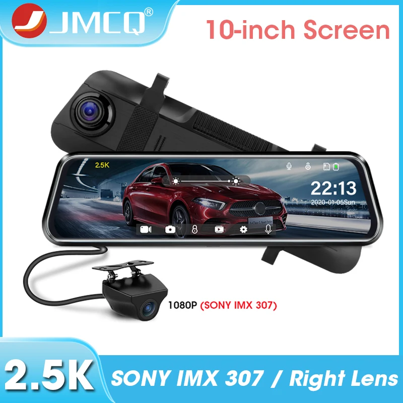 JMCQ 10" Dash cam 2.5K Front Ultra HD DVR Mirror Touch Screen Right Lens Time-lapse video Registrars 1080P Rear camera recorders
JMCQ 10" Dash cam 2.5K Front Ultra HD DVR Mirror Touch Screen Right Lens Time-lapse video Registrars 1080P Rear camera recorders