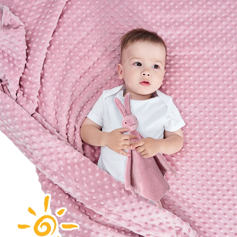 

Unisex Baby Blanket Super Soft Minky with Double Layer Dotted Backing 78*100cm/110*150cm Receiving Blankets for Newborn Infant