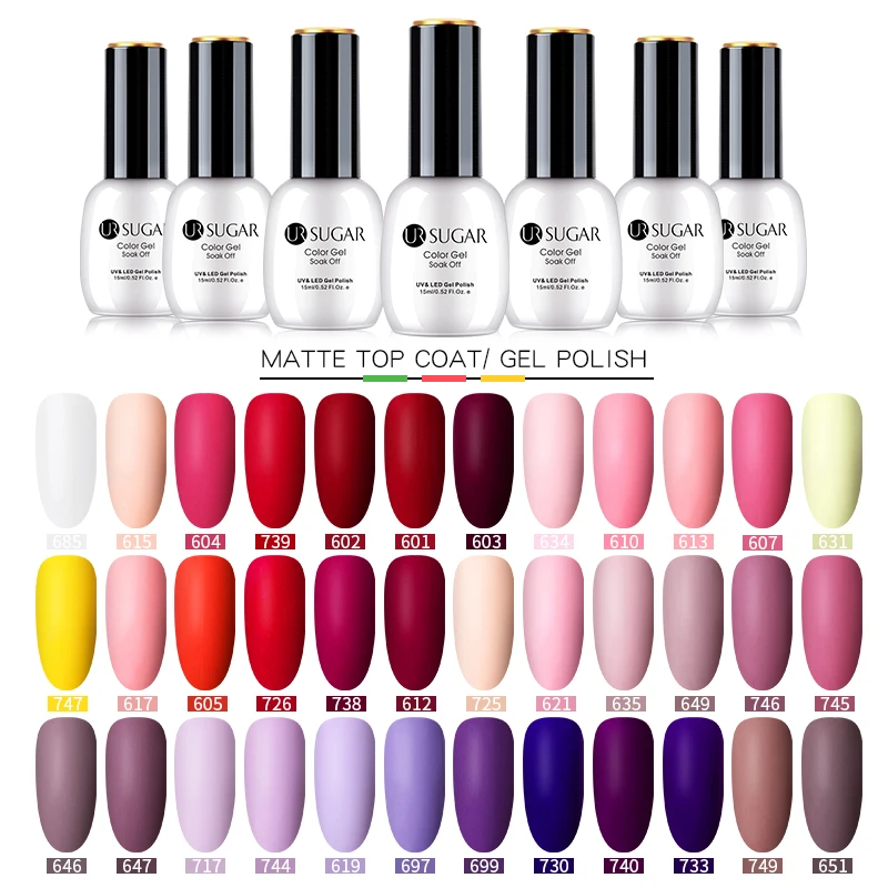 UR SUGAR Matte Effetc Nail Gel 15ml 50 Colors Nail Art Polish Semi Permanent Manicure Varnish UV Nail Lacquer
UR SUGAR Matte Effetc Nail Gel 15ml 50 Colors Nail Art Polish Semi Permanent Manicure Varnish UV Nail Lacquer