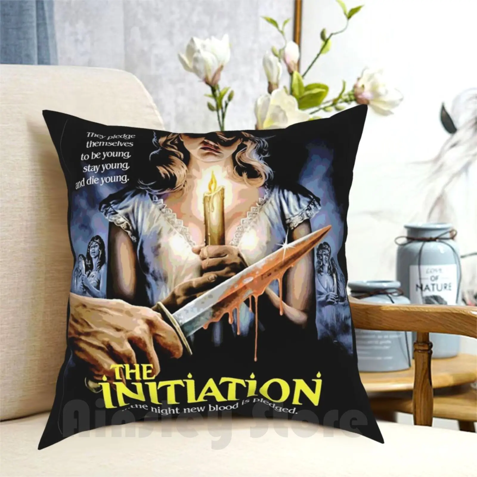 

The Initiation Pillow Case Printed Home Soft DIY Pillow cover Horror Terror Horror Terror Movies Vintage Retro 80S 80S