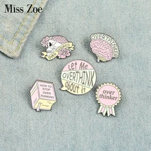 Overthinker Enamel Pin Custom Overthinking Award Brain Skull Book Brooches Bag Lapel Overthinker Enamel Pin Custom Overthinking Award Brain Skull Book Brooches Bag Lapel