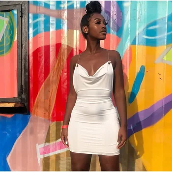 Mini Party Dress Chain Halter Sexy Bodycon Spaghetti Strap Backless Off Shoulder Short Solid Clubwear Summer Dress Women
Mini Party Dress Chain Halter Sexy Bodycon Spaghetti Strap Backless Off Shoulder Short Solid Clubwear Summer Dress Women