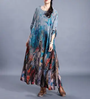 Literary Style Printed Drawstring Dress 2020 Chinese Style Silk Retro Seven Point Sleeve Splicing Hem Split Irregular Long Dress
Literary Style Printed Drawstring Dress 2020 Chinese Style Silk Retro Seven Point Sleeve Splicing Hem Split Irregular Long Dress
