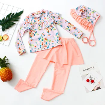 Swimsuit For Girls Kids 2019 Children's Clothes Baby Clothing Female Child Swimwear Bikini Girl Dress Belt Caps Children