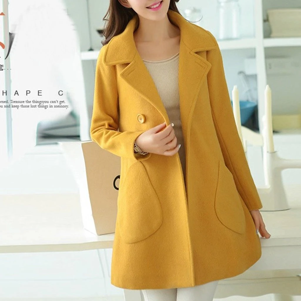 CHAMSGEND New Petite Wool Coat Female Autumn Winter Woolen Coat 2019 Ladies Long Cloak Waisted Overcoat Plus Size 1004