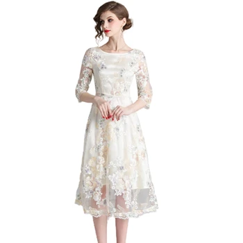 Women Summer O Neck Half Sleeve Plus Size Slim Mesh Embroidery Floral Dress Female Elegant Evening Party Sexy Club Dresses
Women Summer O Neck Half Sleeve Plus Size Slim Mesh Embroidery Floral Dress Female Elegant Evening Party Sexy Club Dresses