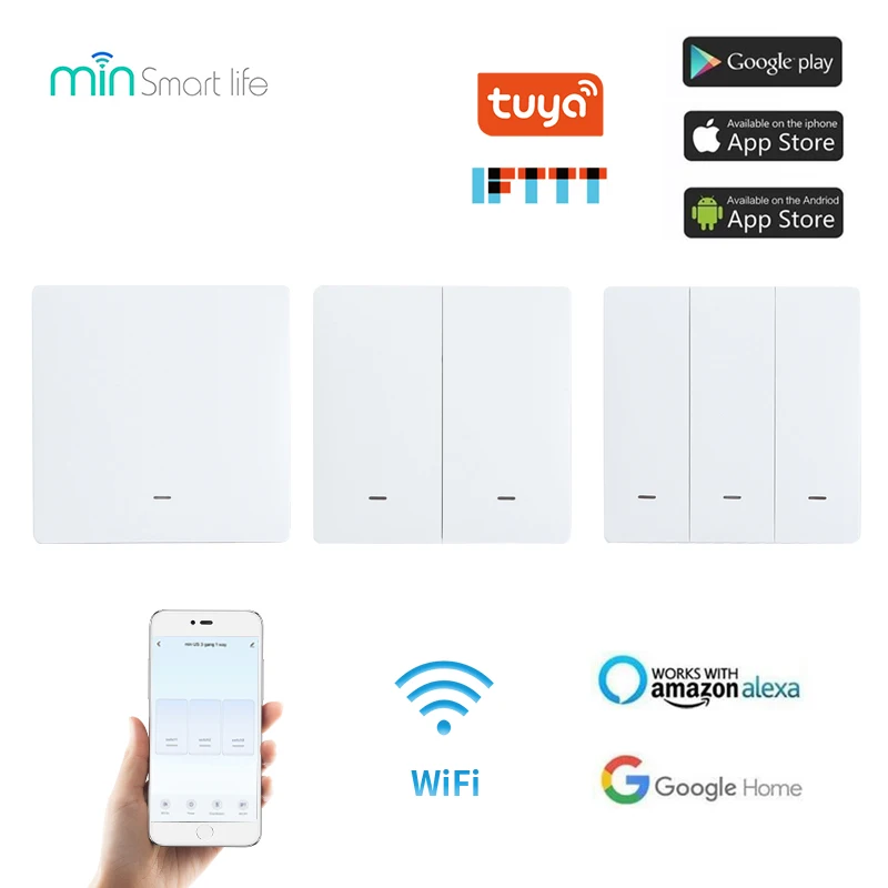 Min Wifi Smart Switch EU Push Button Wall Light Switches Tuya Smart life Wireless Remote Control Alexa Google Home 1 2 3 gang
Min Wifi Smart Switch EU Push Button Wall Light Switches Tuya Smart life Wireless Remote Control Alexa Google Home 1 2 3 gang