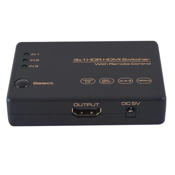

HDMI Switch 4K 3 Port HDMI with IR Control 4K60Hz HDCP 2.2 HDMI 2.0 & ATS 3 Port Auto Switching HDMI Switcher