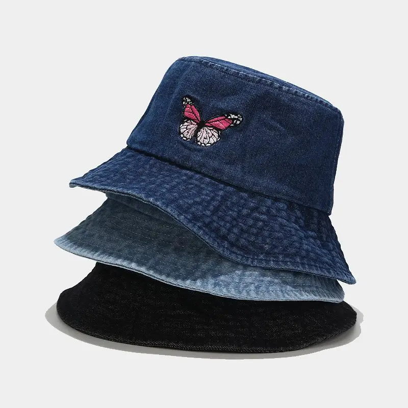 2020 NEW Butterfly Embroidery Washed Denim Bucket Hats Unisex Fashion Bob Caps Hip Hop Gorros Men Women Panama Bucket Cap
2020 NEW Butterfly Embroidery Washed Denim Bucket Hats Unisex Fashion Bob Caps Hip Hop Gorros Men Women Panama Bucket Cap