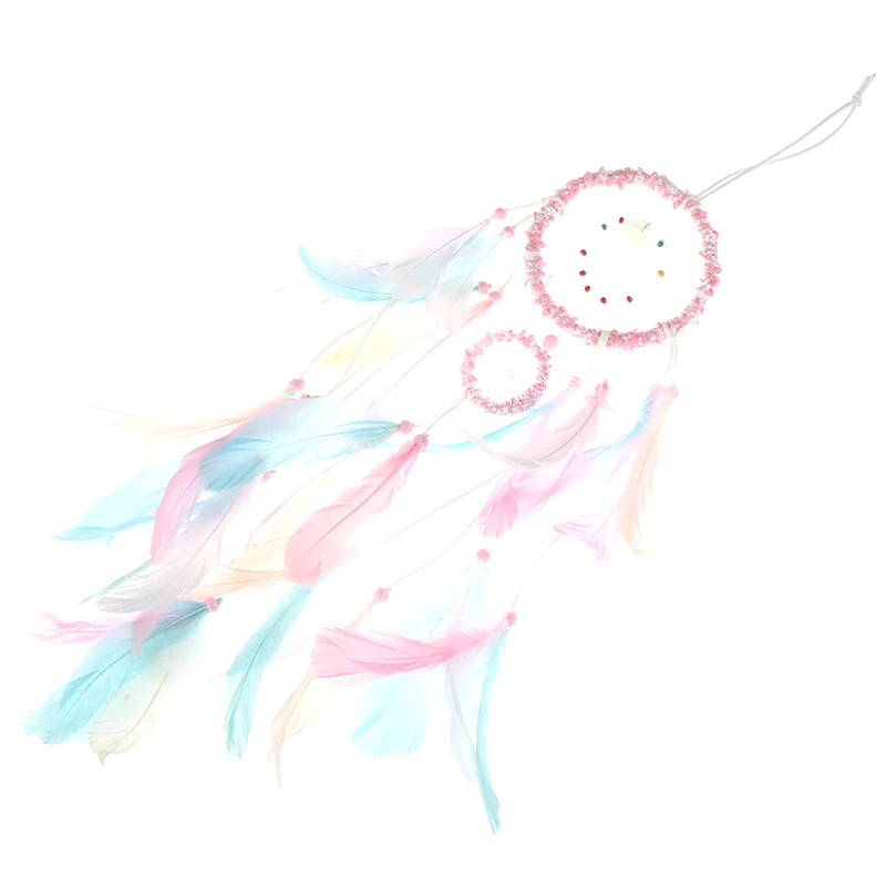 1pc Pink Feather Girl Catching Dream Net Openwork Lace Dreamcatcher Bead Handmade Valentine's Day Gift | Дом и сад