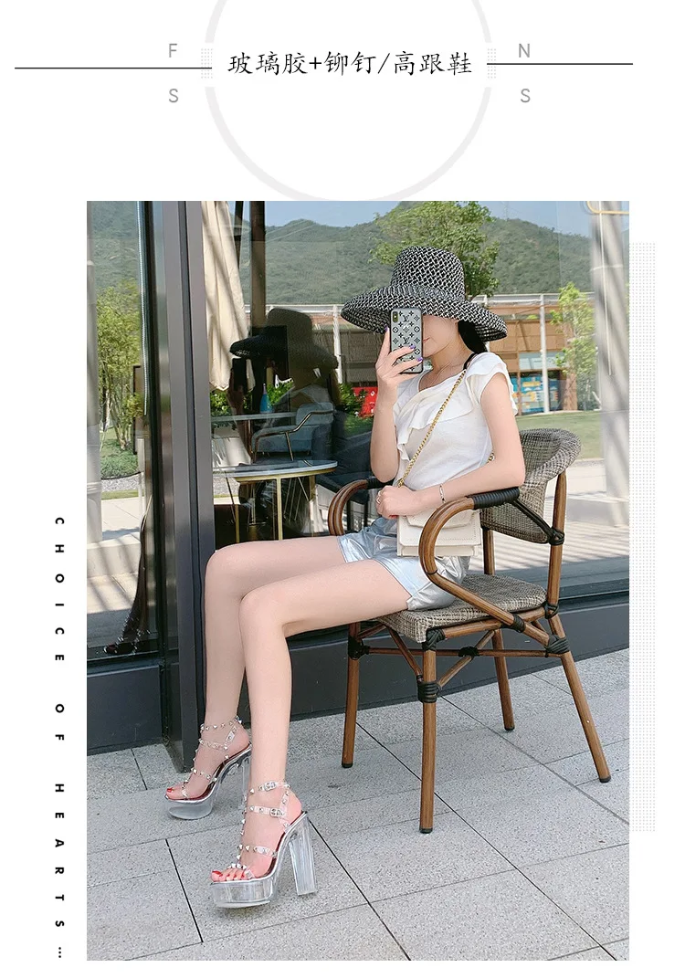Rocwickline New Summer and Autumn Women's Super high heels Rivet Buckle Strap Peep Toe Square heel Classics Fashion Novelty Sexy
Rocwickline New Summer and Autumn Women's Super high heels Rivet Buckle Strap Peep Toe Square heel Classics Fashion Novelty Sexy