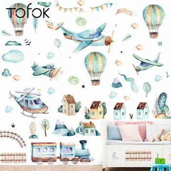 Tofok DIY Hand-painted Hot-air Balloon Train Wall Sticker Children Room Nursery Wall Decoration Self-adhesive Waterproof Sticker 
Tofok DIY Hand-painted Hot-air Balloon Train Wall Sticker Children Room Nursery Wall Decoration Self-adhesive Waterproof Sticker