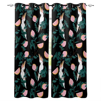 Parrots And Plants Pattern Window Curtains Polyester Fabric Living Room Curtain Home Decor 
Parrots And Plants Pattern Window Curtains Polyester Fabric Living Room Curtain Home Decor