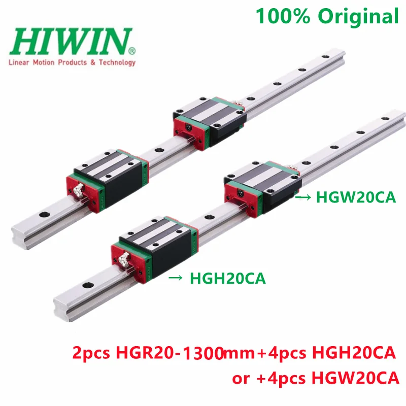 

100% Original HIWIN 2pcs linear guide rail HGR20 -1300mm + 4pcs HIWIN HGH20CA Or + 4pcs HGW20CA linear blocks HGH20 HGW20