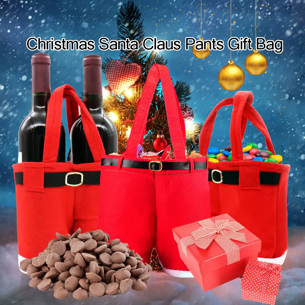 christmas santa claus pants gift bag elf filler boots candy bag