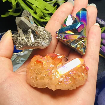 3pcs Beautiful Aura Crystal Cluster Angel Aura Titanium Quartz Crystal Stunning Rainbow Specimen Minerals Reiki Healing Chakra 
3pcs Beautiful Aura Crystal Cluster Angel Aura Titanium Quartz Crystal Stunning Rainbow Specimen Minerals Reiki Healing Chakra