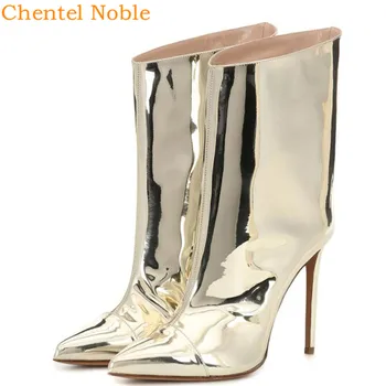Brand Chentel High-Heeled pointed toe Golden Slip-On Boots 2019 Leather Women's Ankle Boots High Quality For Women Big Size
Brand Chentel High-Heeled pointed toe Golden Slip-On Boots 2019 Leather Women's Ankle Boots High Quality For Women Big Size