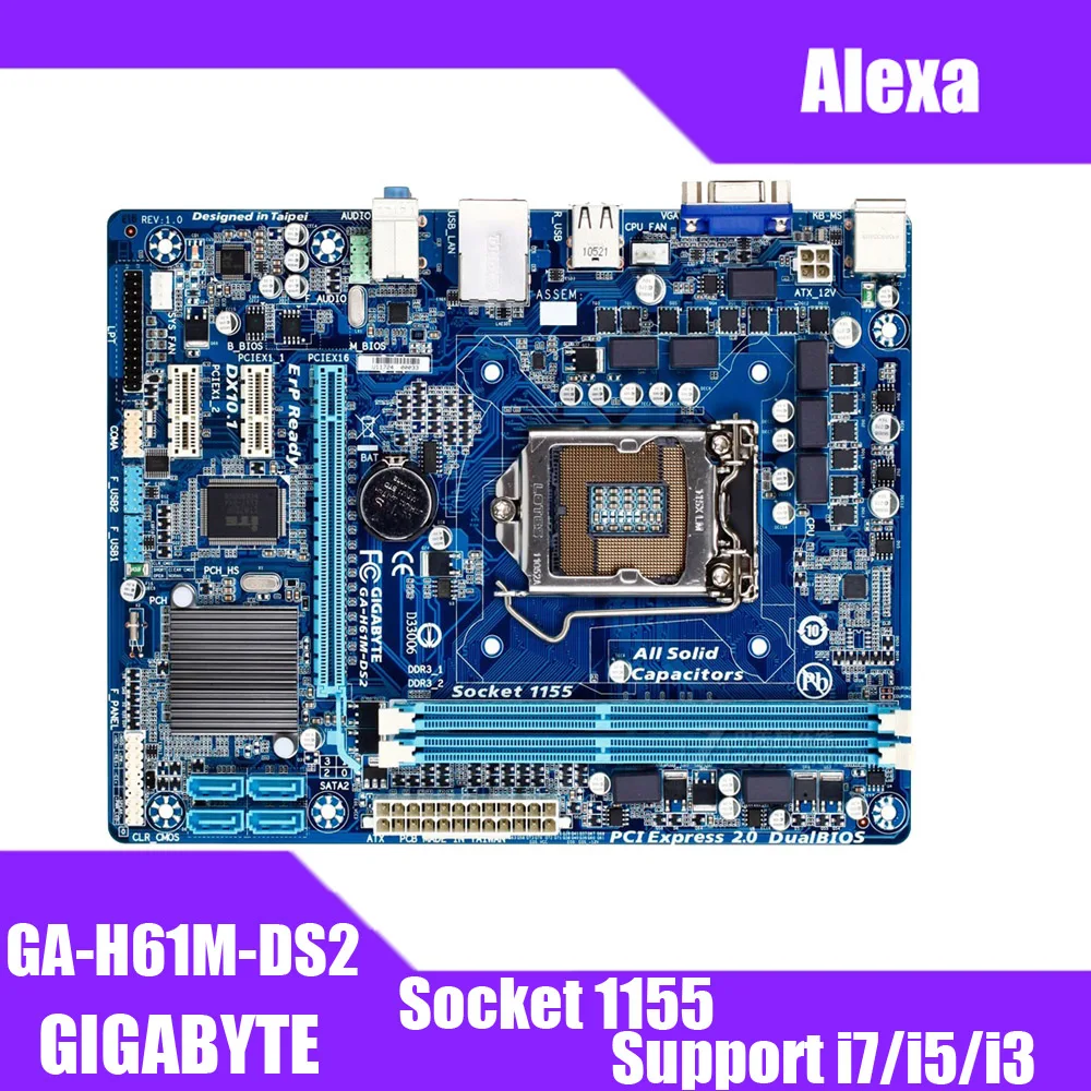 GIGABYTE GA-H61M-DS2 Desktop Motherboard H61 Socket LGA 1155 i3 i5 i7 DDR3 16G uATX UEFI BIOS Original H61M-DS2 Used Mainboard
GIGABYTE GA-H61M-DS2 Desktop Motherboard H61 Socket LGA 1155 i3 i5 i7 DDR3 16G uATX UEFI BIOS Original H61M-DS2 Used Mainboard