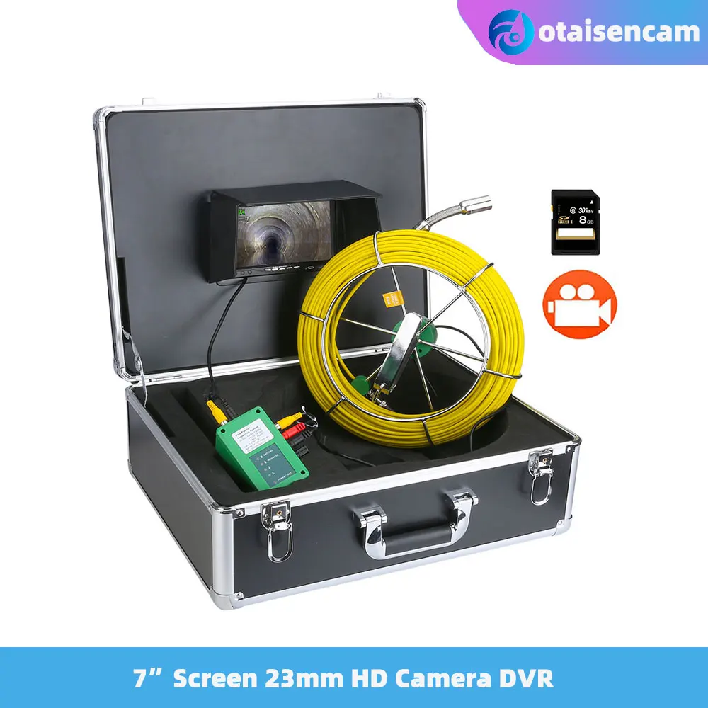 

Drain Pipe Sewer Inspection Endoscope System 20M/30M/40M/50M Cable IP68 22mm Waterproof 1000TVL Camera 7“ LCD DVR 8GB SD Card