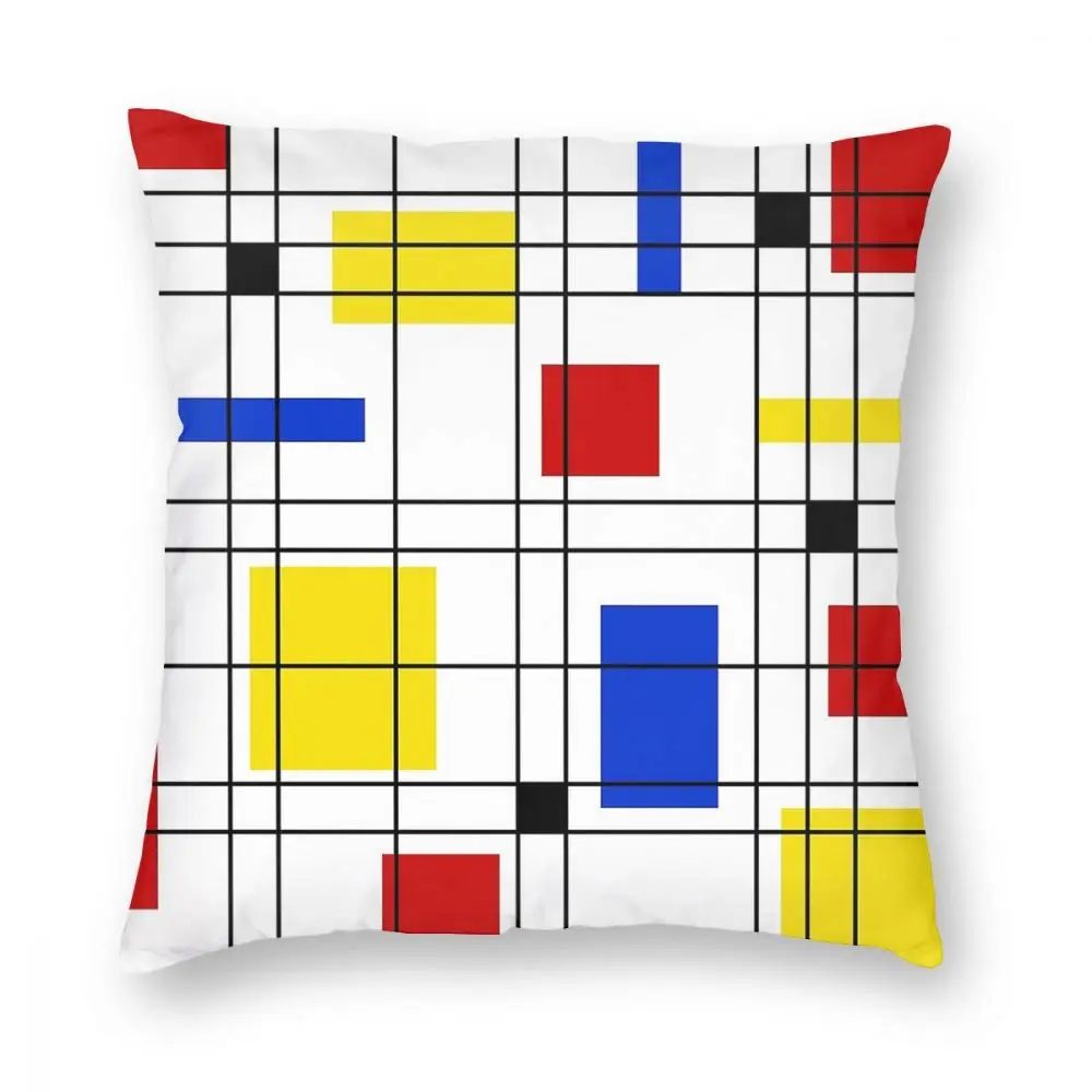

Neo-Plasticism Square Pillow Case Polyester Cushions for Sofa Mondrian Abstract Geometric Art Funny Pillowcover Home Decor