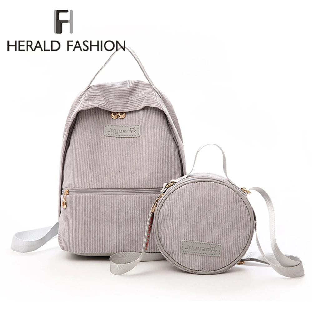 Herald Fashion 2 PCS/Set Corduroy Backpack Female School Backpack Solid High Capacity Round Shoulder Bags Travel Bag Autumn New
Herald Fashion 2 PCS/Set Corduroy Backpack Female School Backpack Solid High Capacity Round Shoulder Bags Travel Bag Autumn New