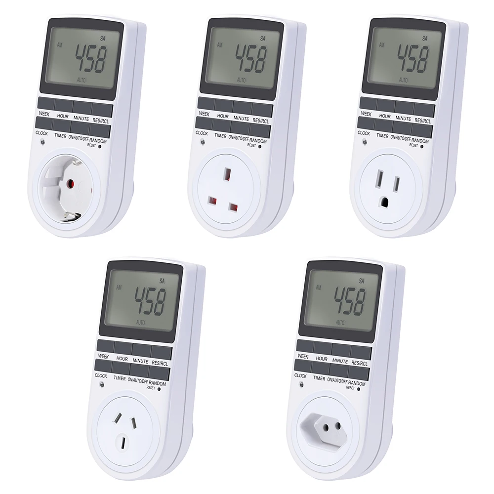 EU AU US UK BR Plug Socket Timer Switch Electronic Digital Plug-in Programmable Week 7 Day 12/24 Hour
EU AU US UK BR Plug Socket Timer Switch Electronic Digital Plug-in Programmable Week 7 Day 12/24 Hour