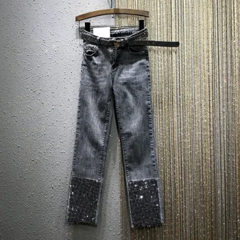 2020 Spring New High-Waist Loose-Fit Color Panel Hot Drilling Straight Cropped Wide-Leg Jeans Women's Denim Jean Pants Jeans
2020 Spring New High-Waist Loose-Fit Color Panel Hot Drilling Straight Cropped Wide-Leg Jeans Women's Denim Jean Pants Jeans