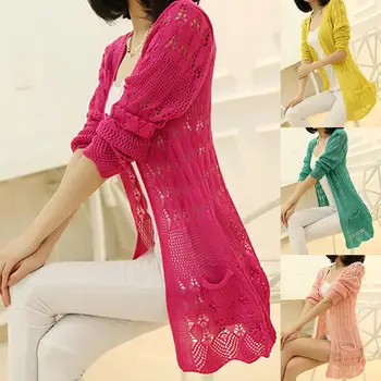 Fashion Women Solid Color Hollowed out Pockets Plus Size Cardigan Knitted Coat Female Cardigans Women's Coats Outerwear 
Fashion Women Solid Color Hollowed out Pockets Plus Size Cardigan Knitted Coat Female Cardigans Women's Coats Outerwear