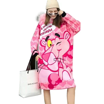QING MO Women Pink Panther Print Sweatshirt Dress 2019 Autumn Winter Women Pink Fur Collar Hooded Sweatshirt Dress ZQY1204
QING MO Women Pink Panther Print Sweatshirt Dress 2019 Autumn Winter Women Pink Fur Collar Hooded Sweatshirt Dress ZQY1204