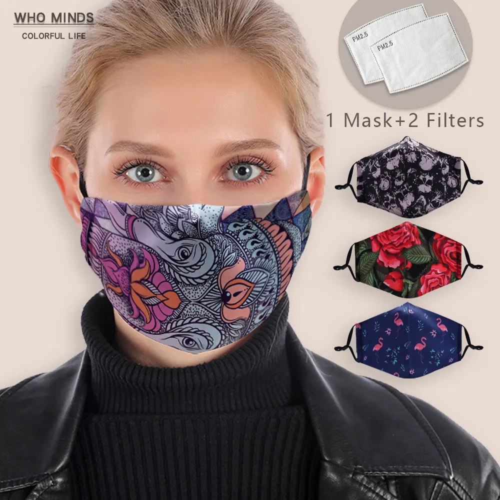 Многоразовая маска для рта с фильтром моющаяся лица регулируемыми ремешками PM2.5