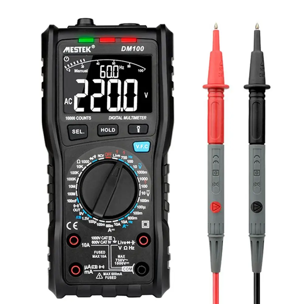 MESTEK DM100 Digital Multimeter Tester Capacitance Fast Speed DC DC 10000 Counts multimetro digital profissional Anti-burn Alarm 
MESTEK DM100 Digital Multimeter Tester Capacitance Fast Speed DC DC 10000 Counts multimetro digital profissional Anti-burn Alarm