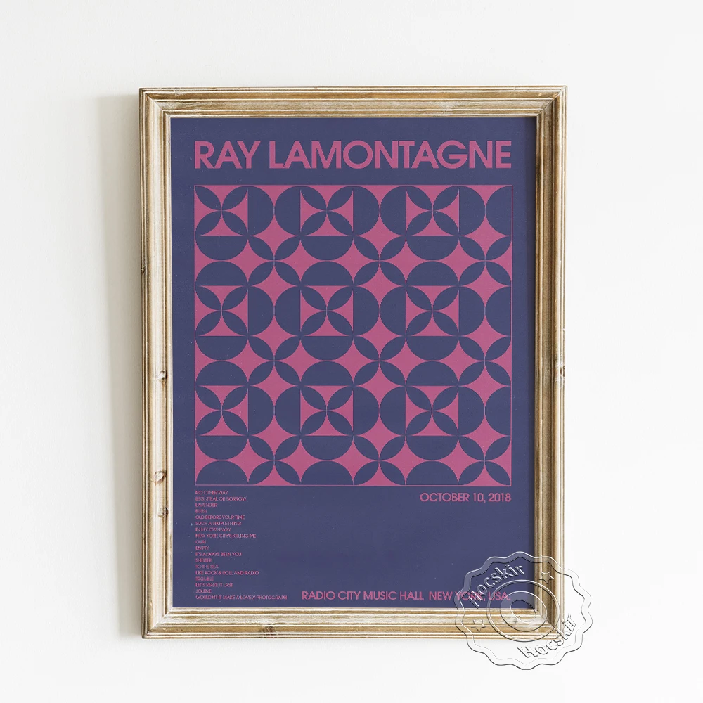 

American Musician Ray LaMontagne Music Gig Poster, Concise Geometry Pattern Repeat Design Prints, Abstract Art Canvas Painting