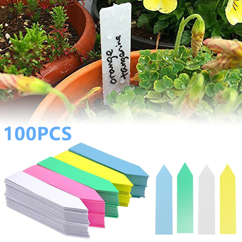 

100pcs Garden Labels Plant Classification Sorting Sign Tag Ticket Plastic Writing Plate Board Plug In Card Seedling Labels