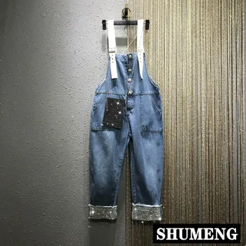 Women Overalls European Diamond Beaded Curling Bib Women's Spring Autumn New Loose Straight Slim Jeans Pants Students Jumpsuits
Women Overalls European Diamond Beaded Curling Bib Women's Spring Autumn New Loose Straight Slim Jeans Pants Students Jumpsuits