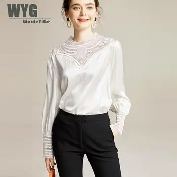 Black Satin Silk Blouses Women 2020 Spring New Hollow Out Lace Patchwork Unique Fashion Designer Elegant Brief Blouses and Tops
Black Satin Silk Blouses Women 2020 Spring New Hollow Out Lace Patchwork Unique Fashion Designer Elegant Brief Blouses and Tops