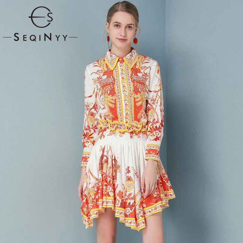 SEQINYY Casual Set 2020 Summer Spring New Fashion Design Long Sleeve Shirt + A-line Mini Skirt Orange Flowers Printed Suit
SEQINYY Casual Set 2020 Summer Spring New Fashion Design Long Sleeve Shirt + A-line Mini Skirt Orange Flowers Printed Suit
