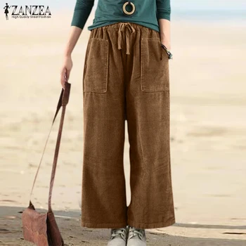 Spring Harem Trousers ZANZEA Drawstring Wide Leg Pants Women Solid Elastic Waist Vintage Loose Corduroy Pants Female Pantalon
Spring Harem Trousers ZANZEA Drawstring Wide Leg Pants Women Solid Elastic Waist Vintage Loose Corduroy Pants Female Pantalon